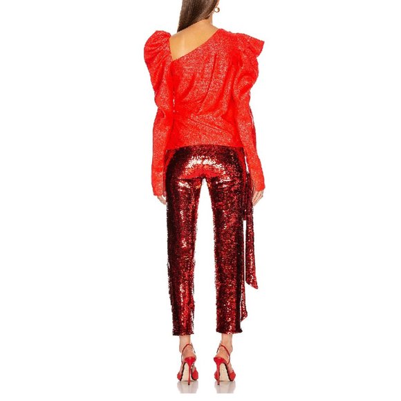 💎🔥 HELLESSY Gia Asymmetric Lamé Blouse - Picture 4 of 14